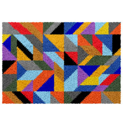 Latch hook kit with Preprinted Canvas Pattern Geometry Knotted carpet kit Grid Cloth Crafts Diy Rug Do it yourself 16“x24"