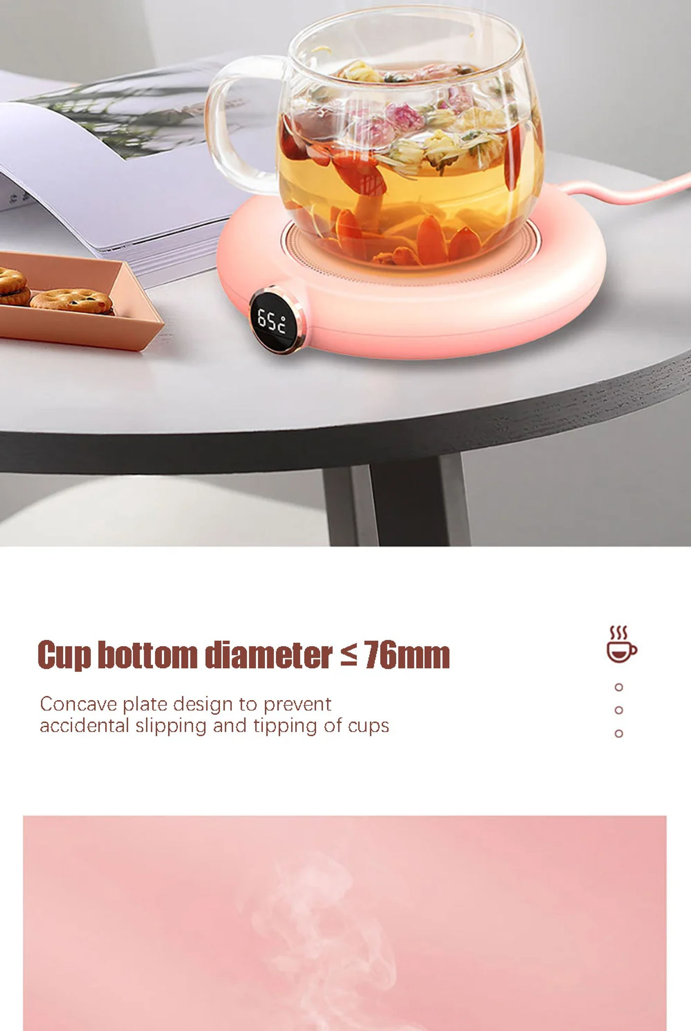 Description Picture 5 of itemMini Portable USB Cup Warmer 3 Gear Coffee Mug Heating Coaster Smart Thermostatic Hot Plate Milk Tea Water Heating Pad Heater