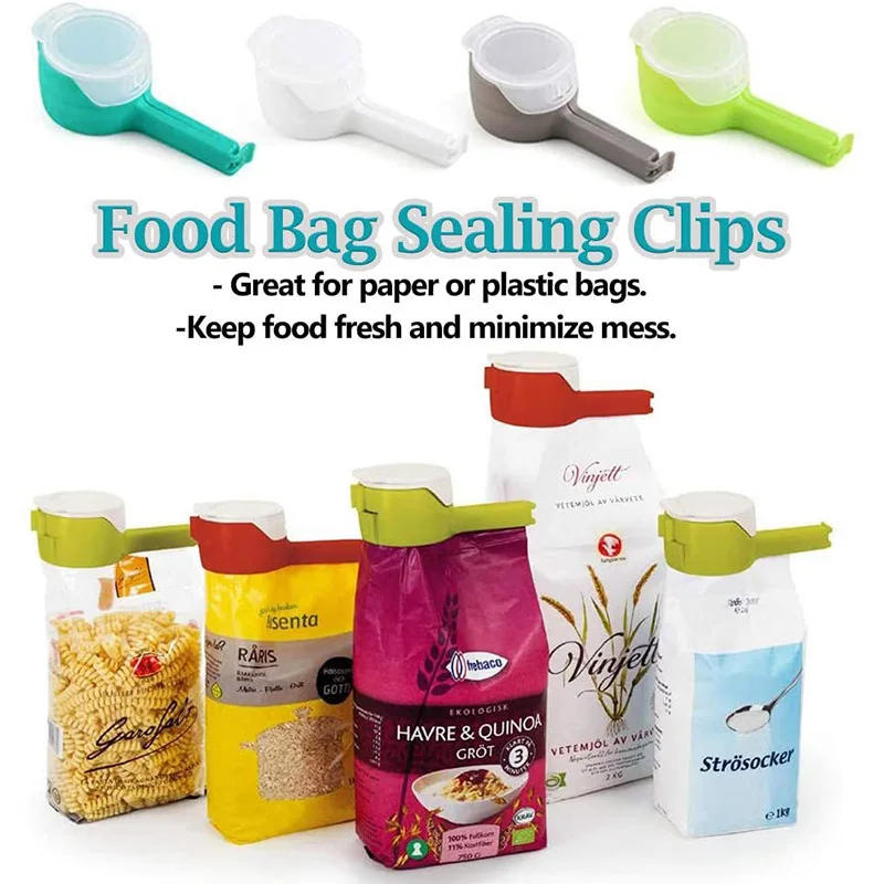 Description Picture 3 of itemFood Preserving Bag Closure Clip Oat Dispense Spout Snack Bag Clip Moisture Seal Clip Fresh Keeping Sealer Clamp Kitchen Gadget