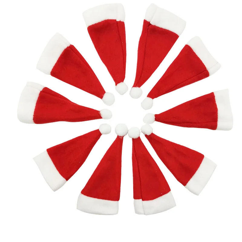 Description Picture 2 of item(10 Pcs/pack) 12*6cm Mini Christmas Hat For Red New Year Decoration Handmade DIY Christmas DollsKids Gift Holiday Party Supplies