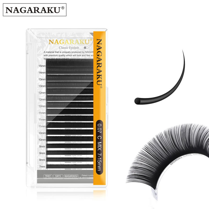 Description Picture 2 of itemNAGARAKU Classic Mix Eyelash Extensions 16rows/Case 7~15mm Premium Natural Soft Individual Faux Mink Supplies Makeup Cilios
