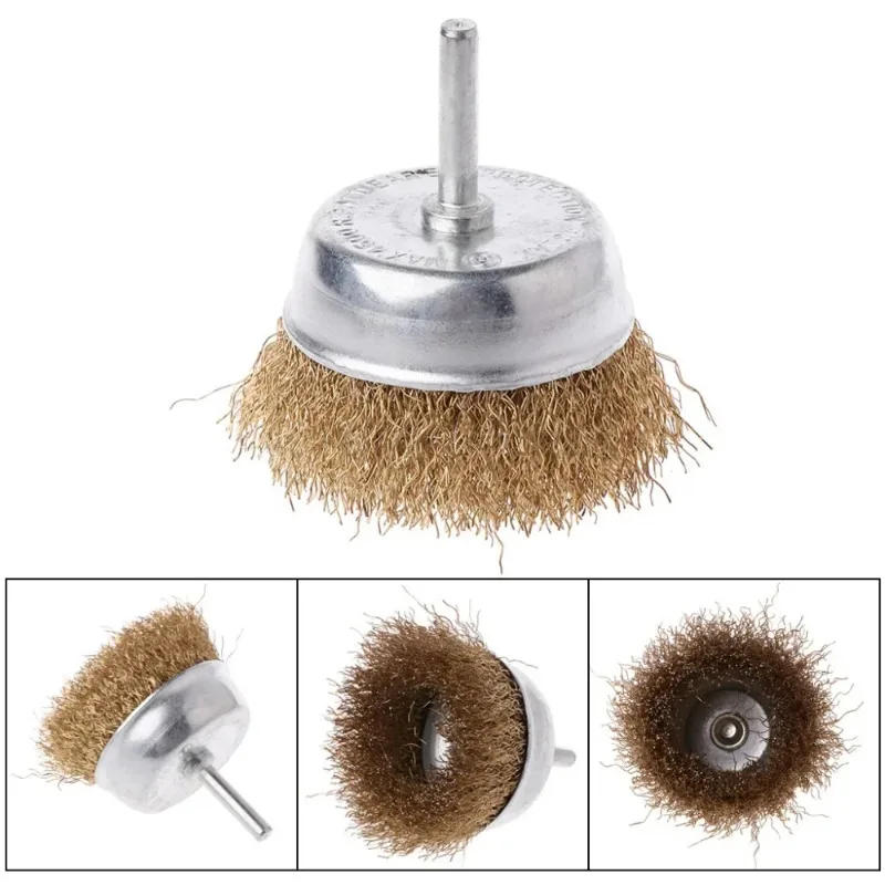 Description Picture 3 of item50-100mm Steel Wire Brush Brass Plated Wheels Brushes Drill Rotary Tools Metal Rust Removal Industrial Polishing Brush