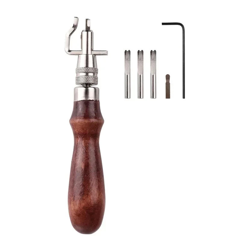 Description Picture 3 of item7 in 1 Set Pro Leathercraft Adjustable Stitching and Groover Crease Leather Tool DIY Handmade Practical
