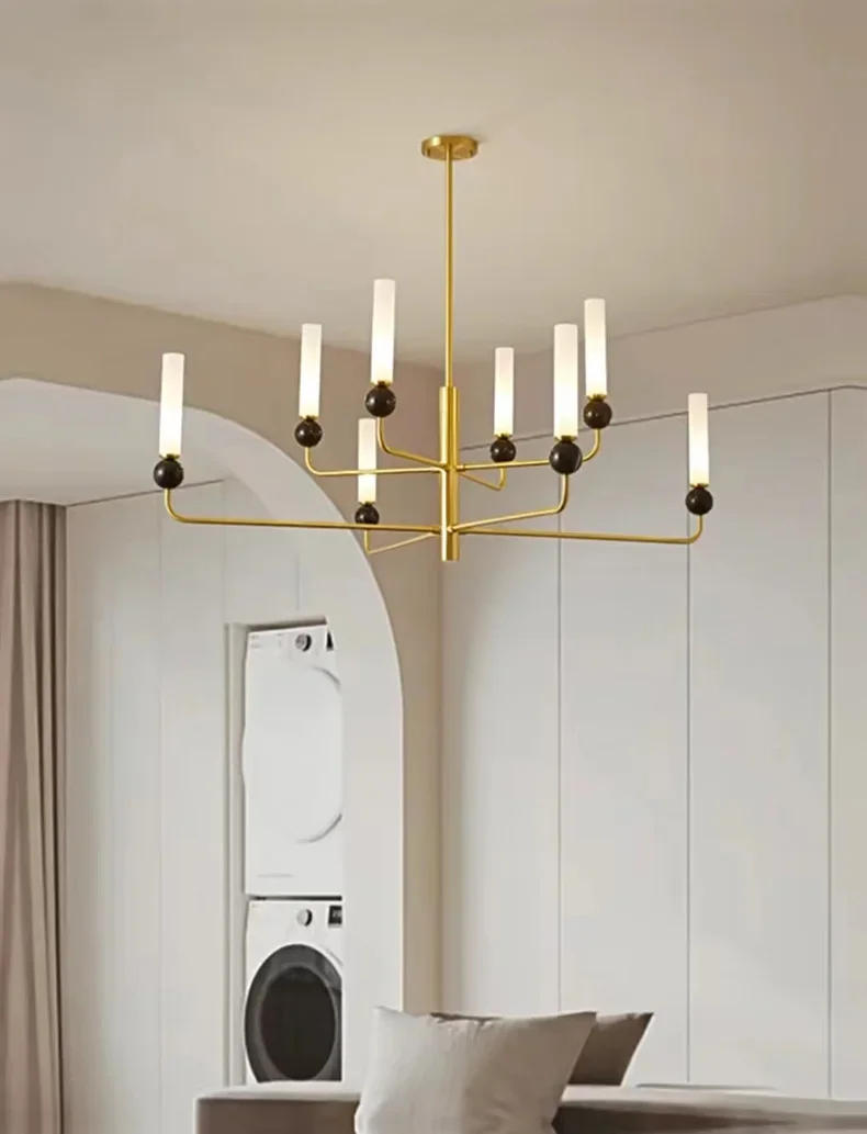 Description Picture 6 of itemModern Simple Chandelier Luxury Marble Ball Brass Lustre Light Fixture Parlor Bedroom Restaurant Study Home Decoration Luminaria