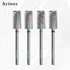 HYTOOS 13mm Barrel Nail Drill Bits Cross Cut Dust Proof D4S Safety Carbide Nail Bit Electric Manicure Drills Remove Gel Tool