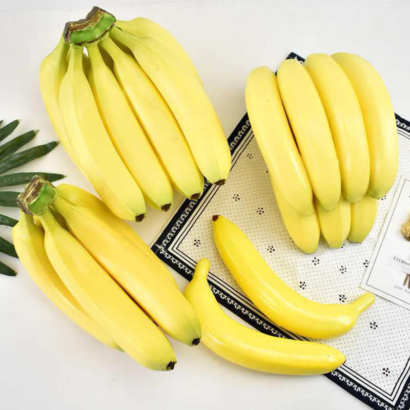 Description Picture 2 of itemArtificial Banana Simulation Fruit Model Photo Prop Fake Banana Plastic Banana Funny Toys Fruit Shop Display Ornament Home Decor