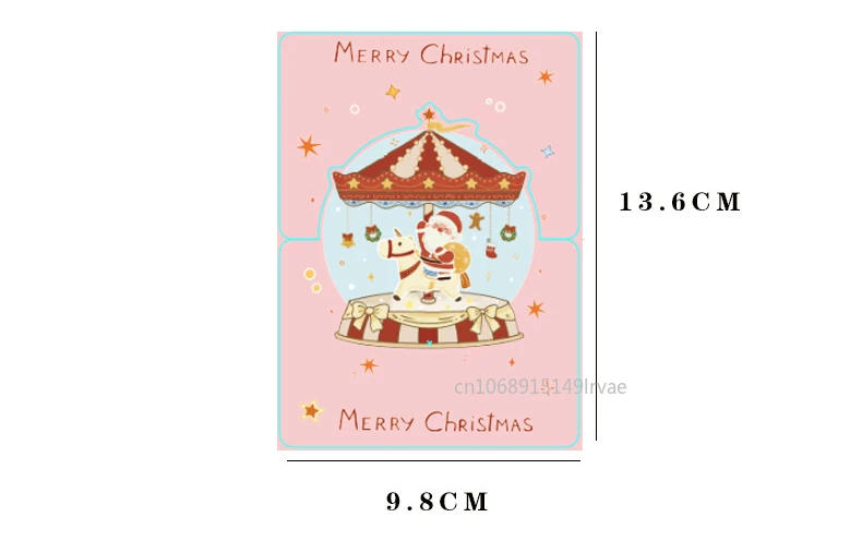 Description Picture 2 of item6PCS Christmas Greeting Card Mini Christmas Blessing Greeting Cards School Envelope Postcard Gift Card For Xmas New Year Gifts