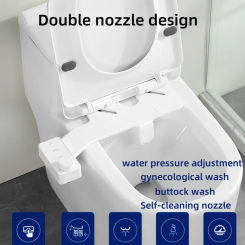 Ultra Slim Bidet Attachment for Toilet Seat - Dual Nozzle, Adjustable Water Pressure, Non-Electric Ass Sprayer Self Cleaning
