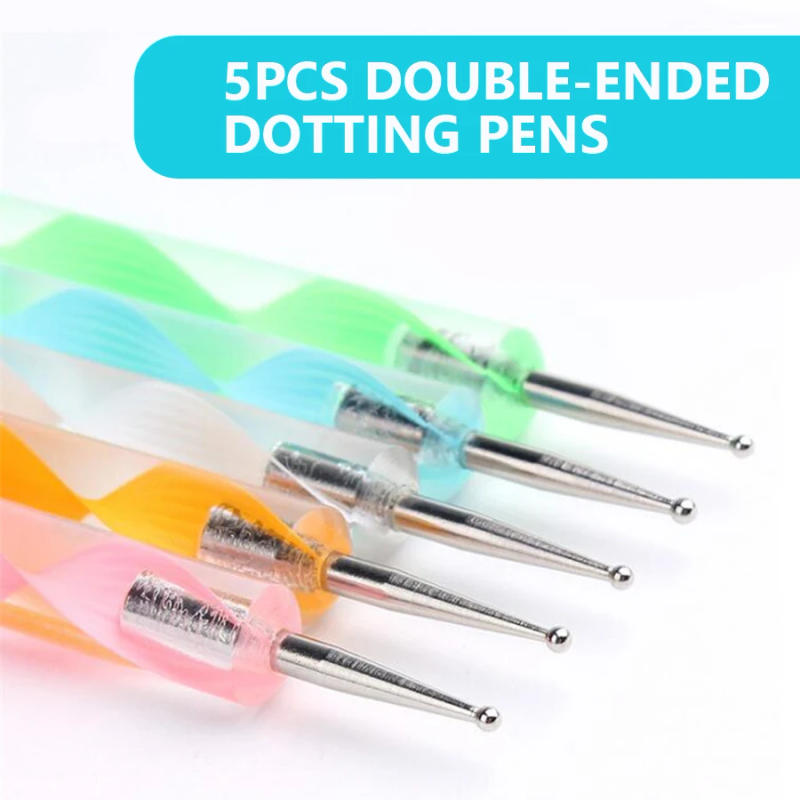 Description Picture 3 of item5Pcs Nail Art Pens Marbleizing Painting 2-Way Professional Manicure Tools Mixed Design for Creative Do-It-Yourself Nail Dec