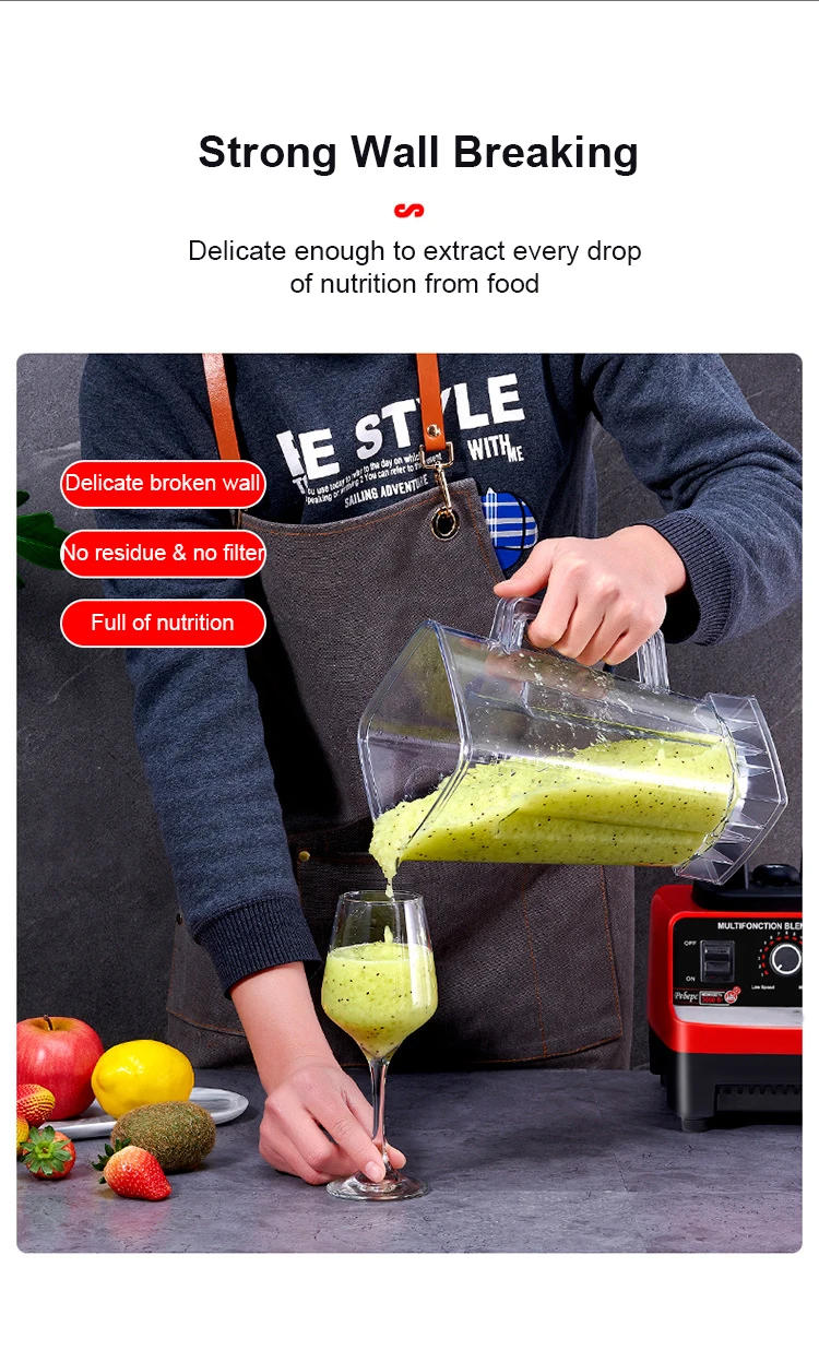 Description Picture 4 of itemHeavy Duty Commercial Grade Blender 2000W Mixer Juicer Fruit Food Processor Ice Smoothies Blender Juice Crusher EU/UK/US Plug