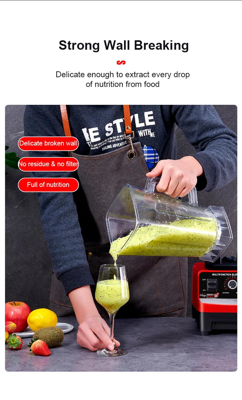 Description Picture 4 of item2000W Heavy Duty Commercial Grade Blender Mixer Juicer Fruit Food Processor Ice Smoothies Blender Juice Crusher EU/UK Plug