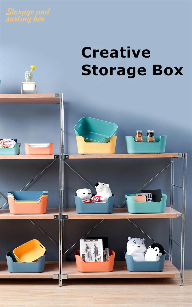 Description Picture 2 of itemDesktop Storage Box Jewelry Lipstick Organizer Rectangle Plastic Food Container Glasses Makeup Case Toy Basket Home Supplies