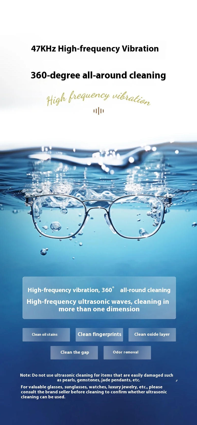 Description Picture 6 of itemMini Ultrasonic Household Cleaner High-Frequency Vibration Tool for Glasses Jewelry Tableware Deep Cleaning