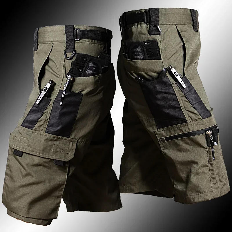 Description Picture 6 of itemMens Cargo Shorts Summer Tactical Cropped Trousers Hunting Outdoor Waterproof Multi-pocket Bermudas Pants Camo Ripstop Hiking