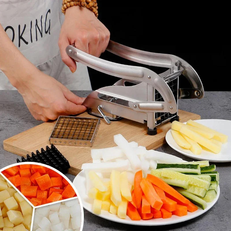 Description Picture 4 of itemStainless Steel Potato Slicer Potato Cutter French Fries Machine For Kitchen Manual Fruit Vegetable Food Chopper Masher Gadgets