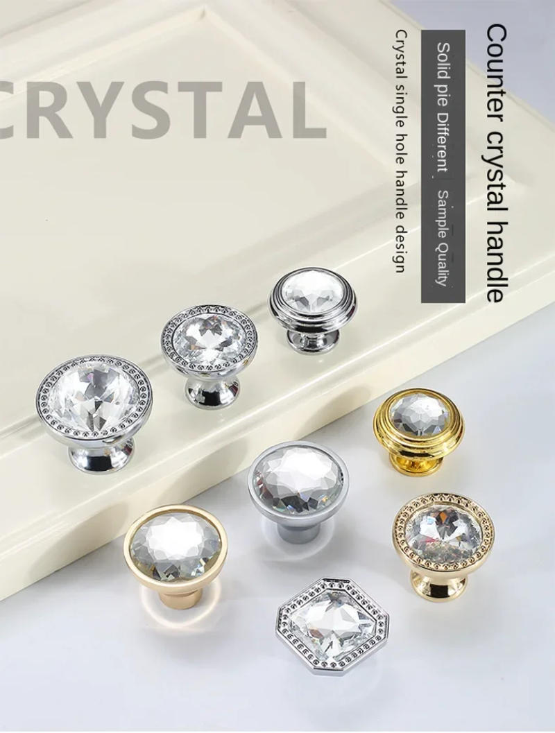 Description Picture 2 of itemNon-perforated Wardrobe Door Handle Single Crystal Round Drawer Handle Glass Door Adhesive Non-marking Refrigerator Suction Cup