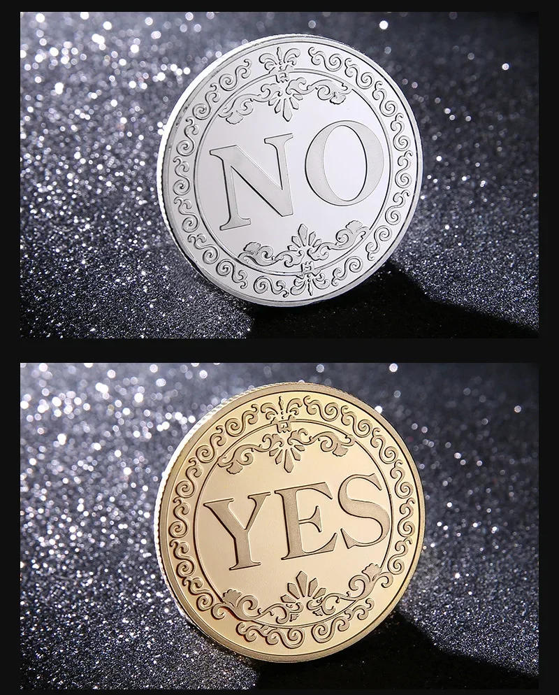 Description Picture 2 of item1PC Bronze Yes Or No Commemorative Coin Souvenir Non-Currency Game Prop Decision Coins Collection Decoration Crafts