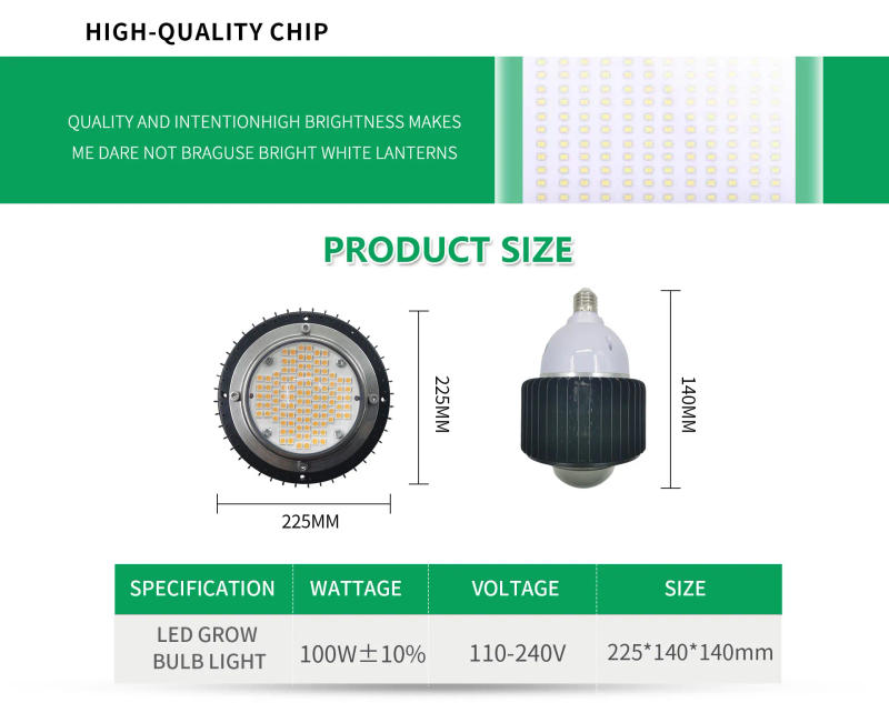 Description Picture 6 of itemLED Full Spectrum Plant Growth Light Bulb With Mini Fan 165V-240V 100W E27 For Flower Planting Indoor Planting Light