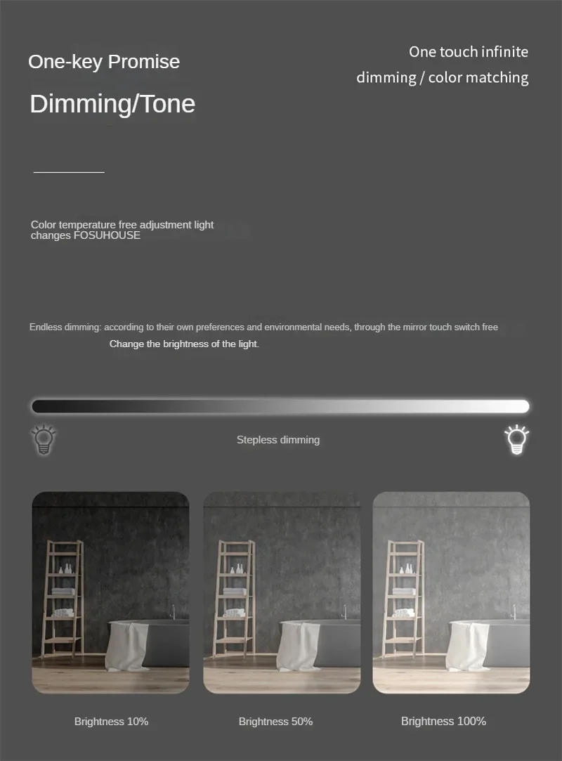 Description Picture 6 of itemNordic Wall Mounted Mirrors for Bathroom Light Luxury Smart Bathroom Mirrors Modern Aluminum Alloy Frame Wash Basin Bath Mirrors