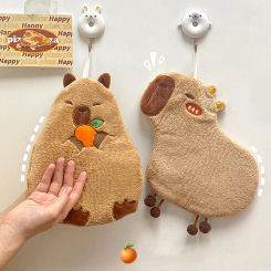 Capybara Hand Towels Coral velvet Hanging Towel Dish Towel Cloths household Animal Pattern Washcloth Supplies for Kitchen