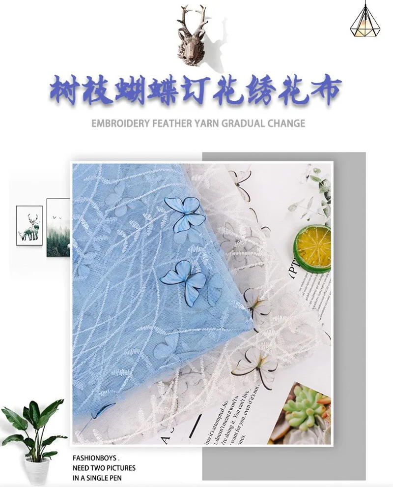 Description Picture 4 of item150cm Wide Premium Embroidered Lace Fabric Used For Clothing Wedding Dress Sewing DIY Butterfly Pattern Mesh 3D Soft and Thin