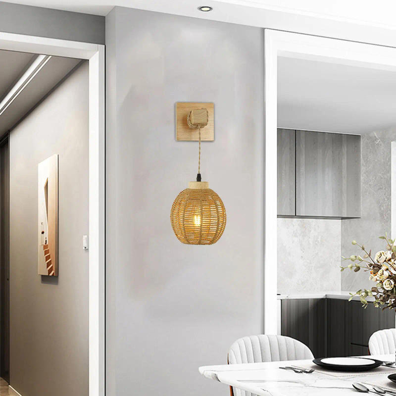 Description Picture 4 of itemRattan Lampshade Wall Sconces Wall Light Shade for Outdoor Farmhouse Kitchen