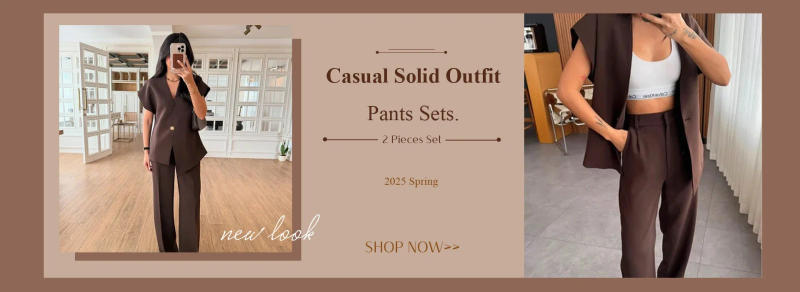 Description Picture 3 of itemCasual Knit Vest Pants Set Women Solid O-neck Single-breasted Cardigans Wide Leg Trousers 2025 Spring Summer 2 Pieces Lady Sets