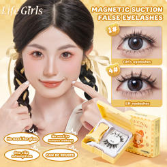 Life Girls Magnetic Eyelashes 1 Pair Reusable No Glue Needed Natural Thick Upper Eyelashes with Magnetic Tweezers Makeup Tool