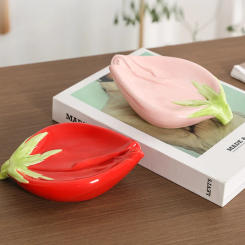 Ceramic Drain Soap Case Newfangled Easy To Rinse Rose Petal Soap Box Moisture-proof Quick Drain Roseleaf Soap Dish Decoration