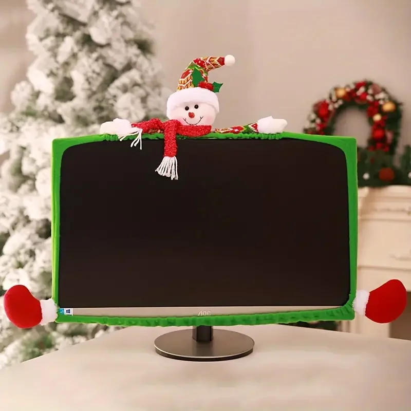 Description Picture 6 of itemNew Christmas Computer Monitor Cover Elastic Christmas Decoration Reindeer Laptop Computer Cover For Christmas Home Office Decor