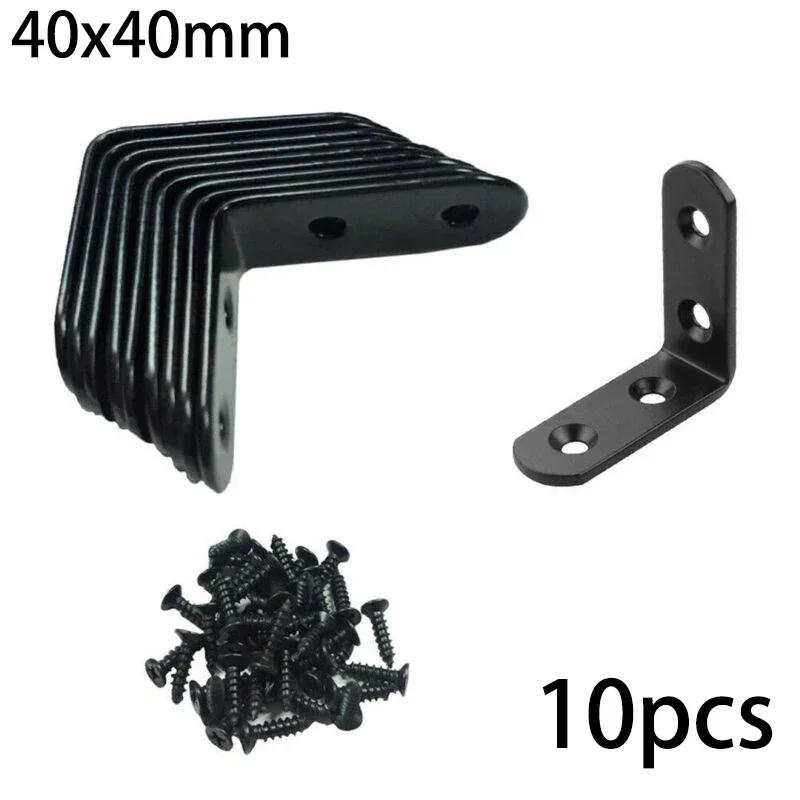 Description Picture 4 of item10pcs Black L-Shaped Brackets Stainless Steel Right Angle Bracket Support Iron Wardrobes Cabinet Joint Furniture Hardware