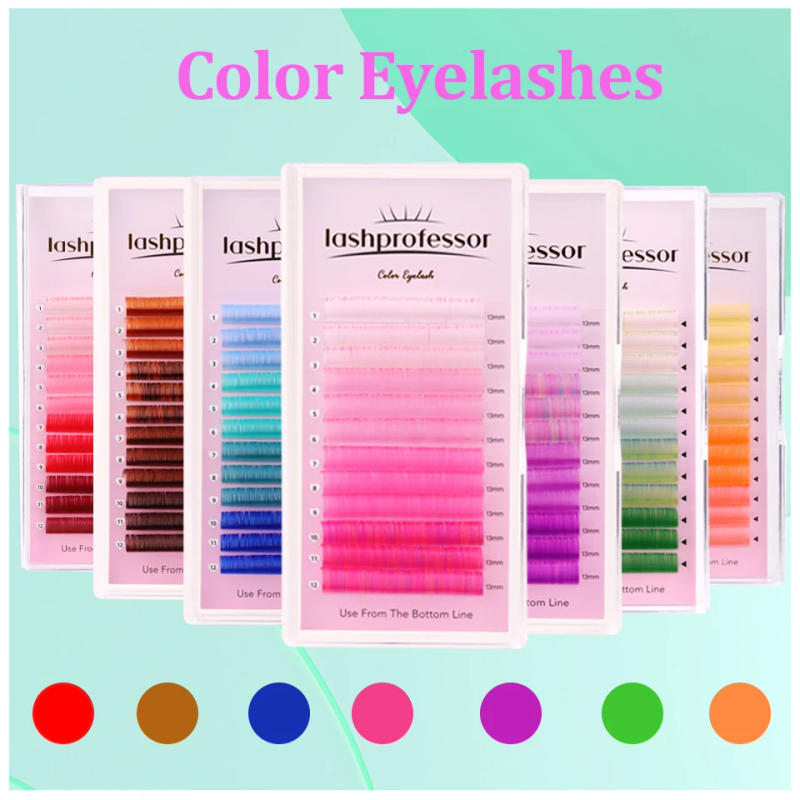 Description Picture 3 of itemColored Classic Eyelash High Quality False Eyelash Natural Soft Purple Pink Brown Blue Yellow Lashes Extension For Color Lashes