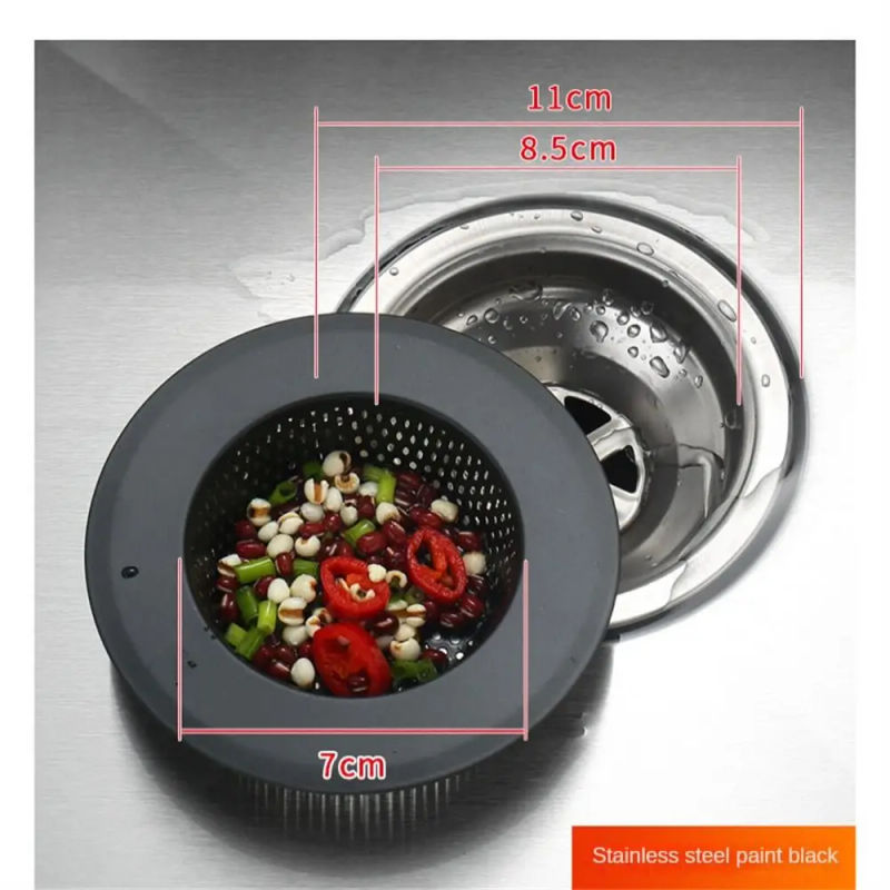Description Picture 6 of item1PC Stainless Steel Sink Strainer Filter Kitchen Basin Drain Hole Hair Catcher Stopper Anti Clog Shower Floor Drain Strainer