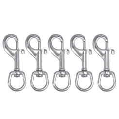 5Pcs Swivel Snap Hooks, 304 Stainless Steel 90mm Single Ended Flag Clips,Bolt Snaps for Keychain/Dog Leash/Camera Strap