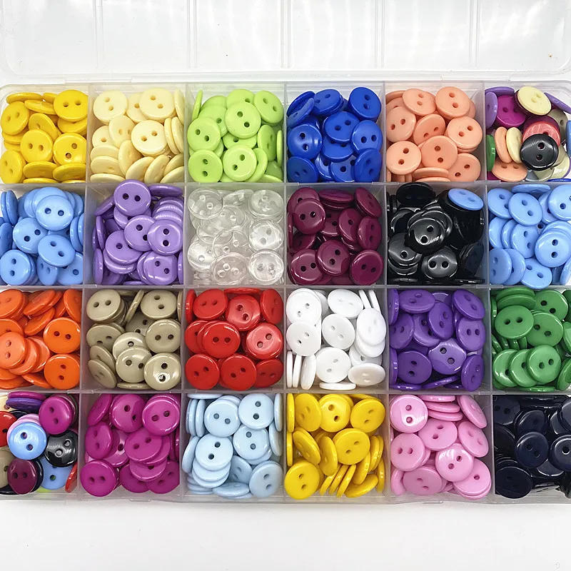 Description Picture 2 of item50pcs 11.5mm Colours Double Eye Bread Button Round Resin Sewing Buttons Diy Scrapbooking Multicolour
