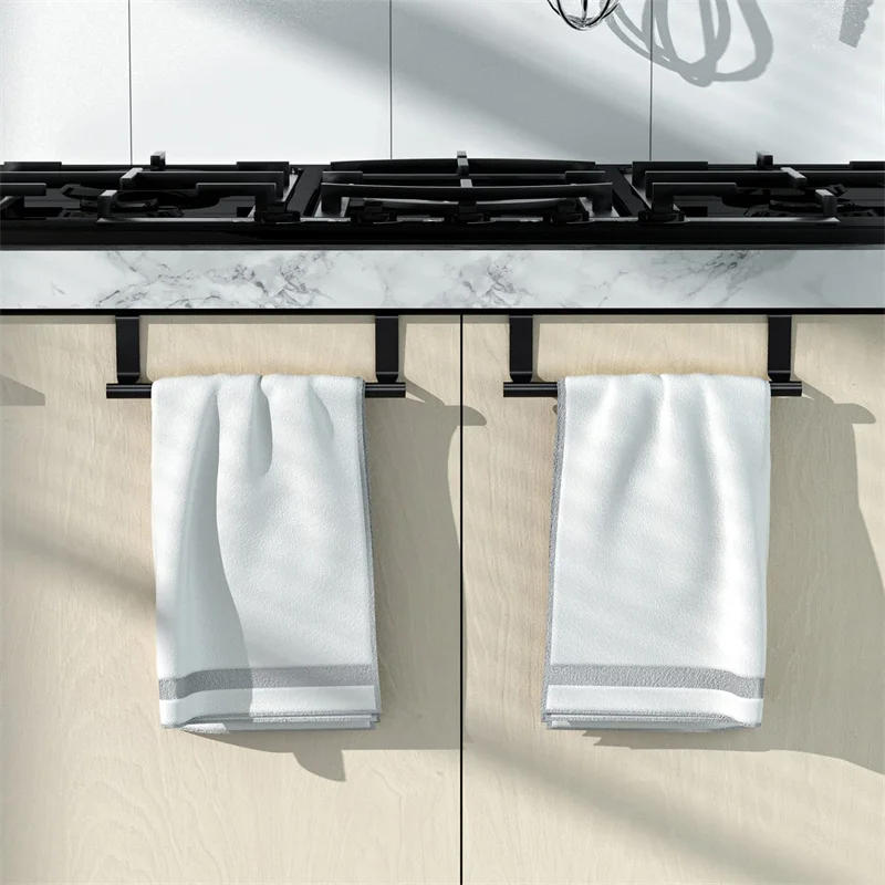 Description Picture 6 of itemStainless Steel Bathroom Kitchen Cabinet Rag Shelf Dishcloth Hanger Single Pole Towel Rack Over Door Back Type Hanging Holder