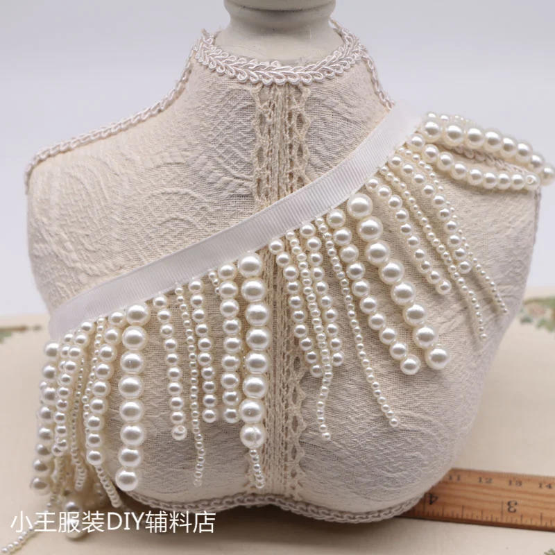 Description Picture 2 of item45cm Long Pearl Pendant Beaded Lace Trim Tassel Fringe DIY Stage Clothing Home Curtain Wedding Decorative Accessories