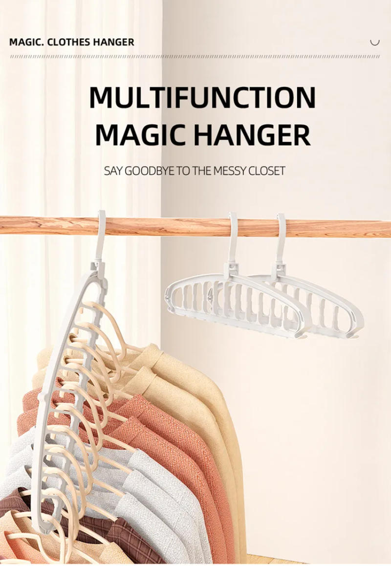 Description Picture 3 of itemFoldable Folding Clothes Hanger Closet Organizer Multi-port Clothing Drying Rack Rotating Plastic Scarf 11-hole Storage Hangers