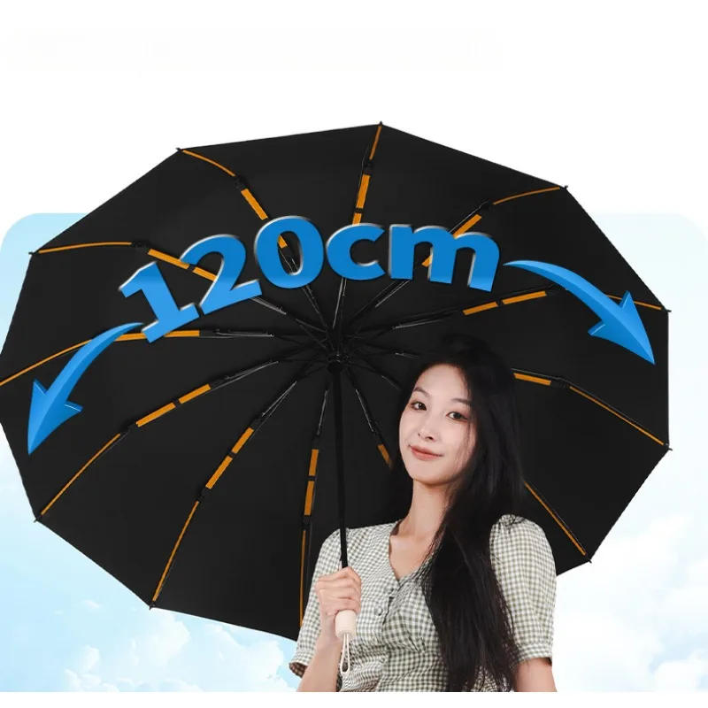 Description Picture 2 of item192Bone Super Strong Windproof Automatic Umbrella Sunshade Uv Protection Folding Sunproo Anti-Storm Large Size Reverse Rain Gear