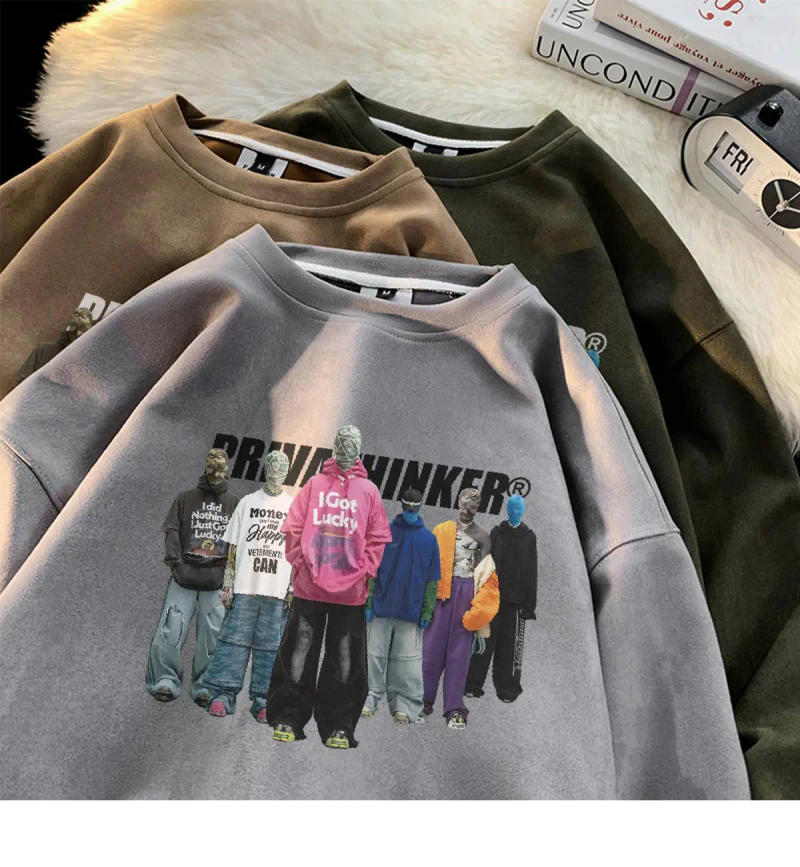 Description Picture 4 of itemHip Hop Men Printed Sweatshirts For Man Fall Winter New Hip Hop American Clothing Harajuku Male Oversized Suede Pullovers