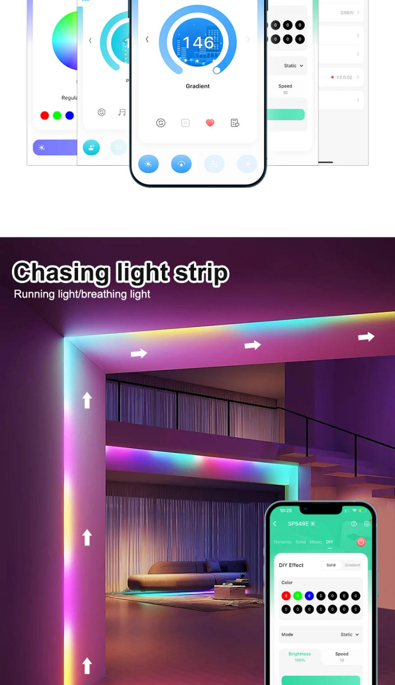 Description Picture 4 of itemRGB-IC CCT LED Strips Light Wifi APP Banlank 2.4F BT RF Remote Control Dimmer Color Temperature Controller For Alexa Google Home