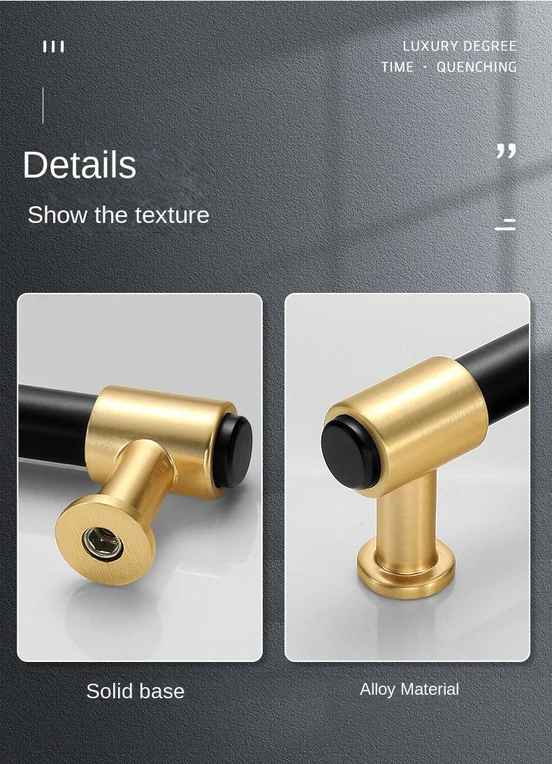 Description Picture 5 of itemGold Black Lengthened American Style Cabinet Handle Light Luxury Wardrobe Drawer  Handle Zinc Alloy Modern Nordic Simple Handle