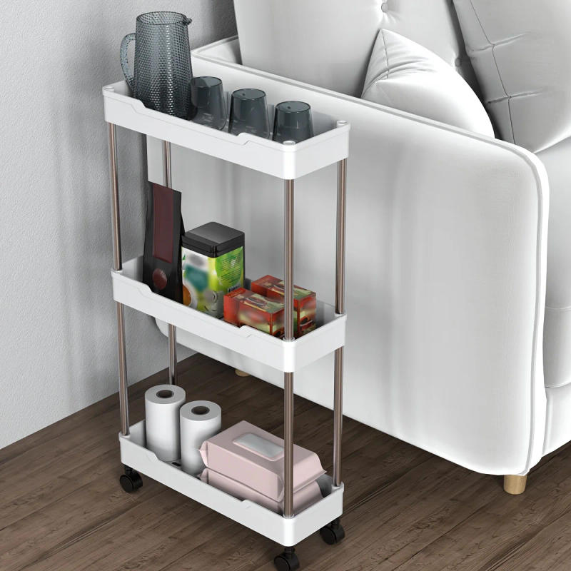 Description Picture 4 of item1pc Bathroom Storage Rack With Wheels, 3/4 Layer Rolling Utility Cart, Bathroom Storage Organizer, Multi-purpose Utility Cart, M