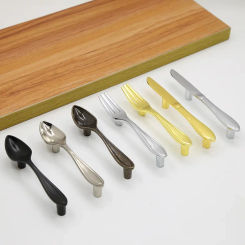 Creative knife, fork and spoon cutlery handle modern simple cabinet door drawer furniture black brushed handle thickened