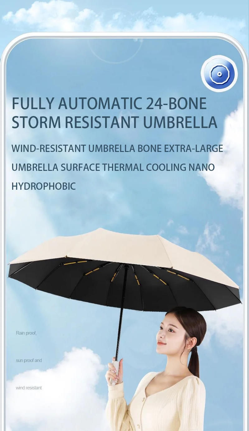 Description Picture 2 of itemUmbrella Sunscreen Cartoon Sunny Rainy Automatic Folding Student Portable Parasol Shade Accessory Outdoor Gear