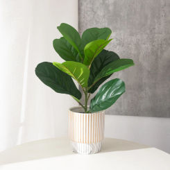 38cm 9 Forks Artificial Ficus Plants Plastic Banyan Leaves Big Rubber Tree Leafs Small Desk Plants For Home Garden Outdoor Decor