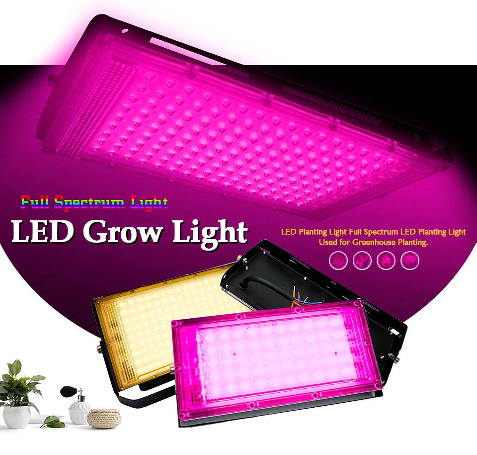 Description Picture 2 of itemFull Spectrum LED Grow Light Phyto Lamp AC 220V 50W 100W with EU Plug for Greenhouse Hydroponic Plant Growth Floodlight Lighting