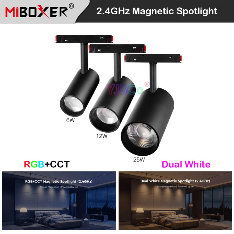 Description Picture 6 of itemMiboxer Dual White CCT/RGB+CCT 2.4G Magnetic LED Spotlight Smart 6W 12W 25W Ceiling Light 48V Milight 2.4G RF Remote Control