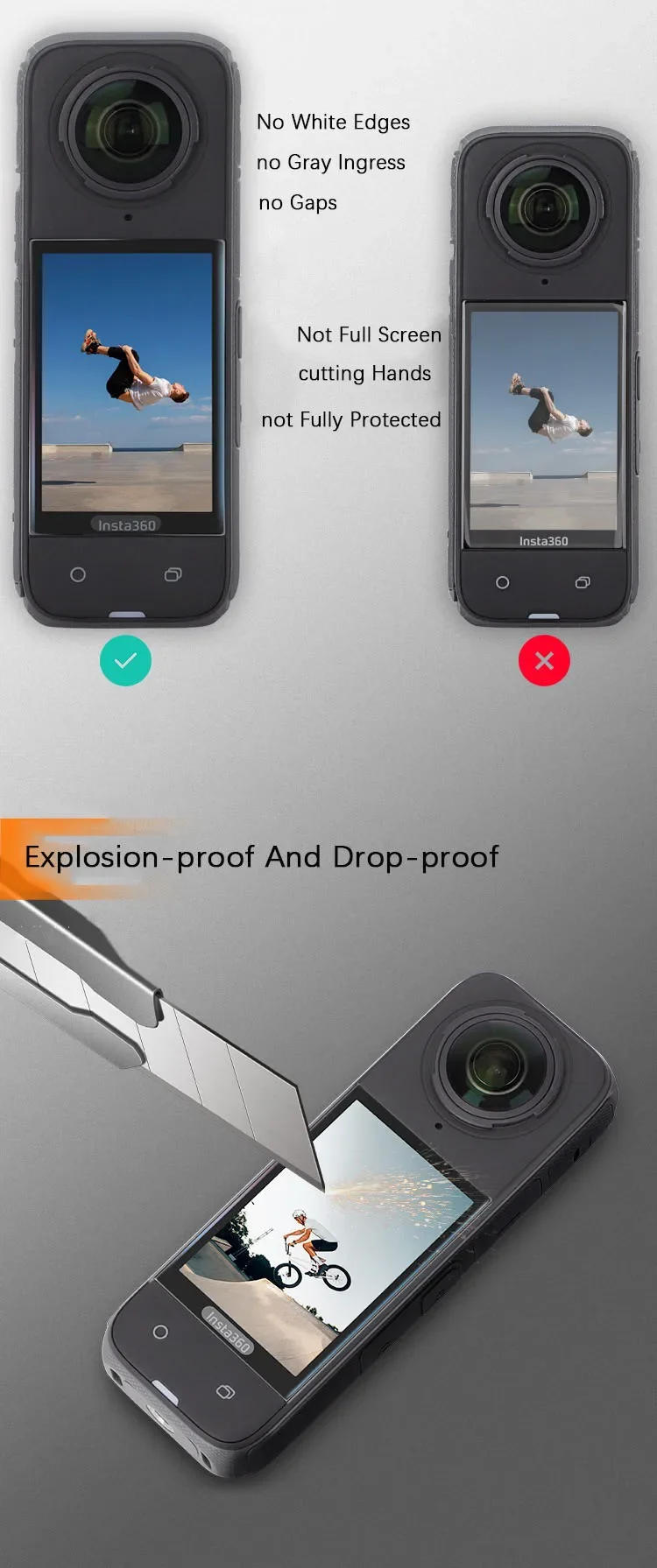 Description Picture 5 of itemFull Coverage Protective Film for Insta360 X4 Camera Accessories Screen Protector for Insta 360 X4 Anti-scratch Film(Not Glass)