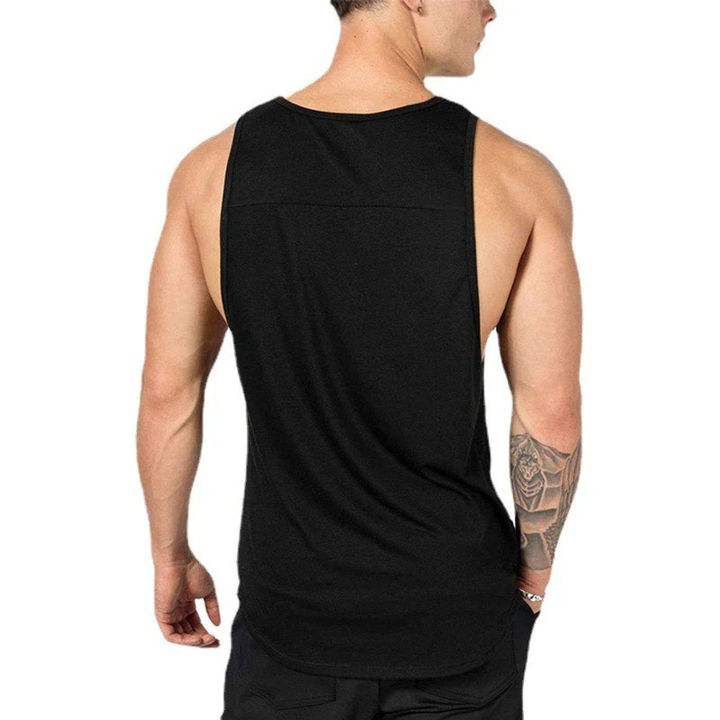 Description Picture 3 of itemMuscleguys Cotton Vest Men's Sleeveless Round Neck Breathable Sports Fitness Slim Bottoming Undershirt